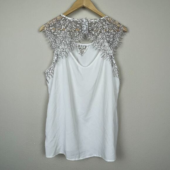 41 Hawthorn XL White Black Lace Sleeveless Top Fairy‎ Soft Girl Cottagecore - Picture 3 of 7